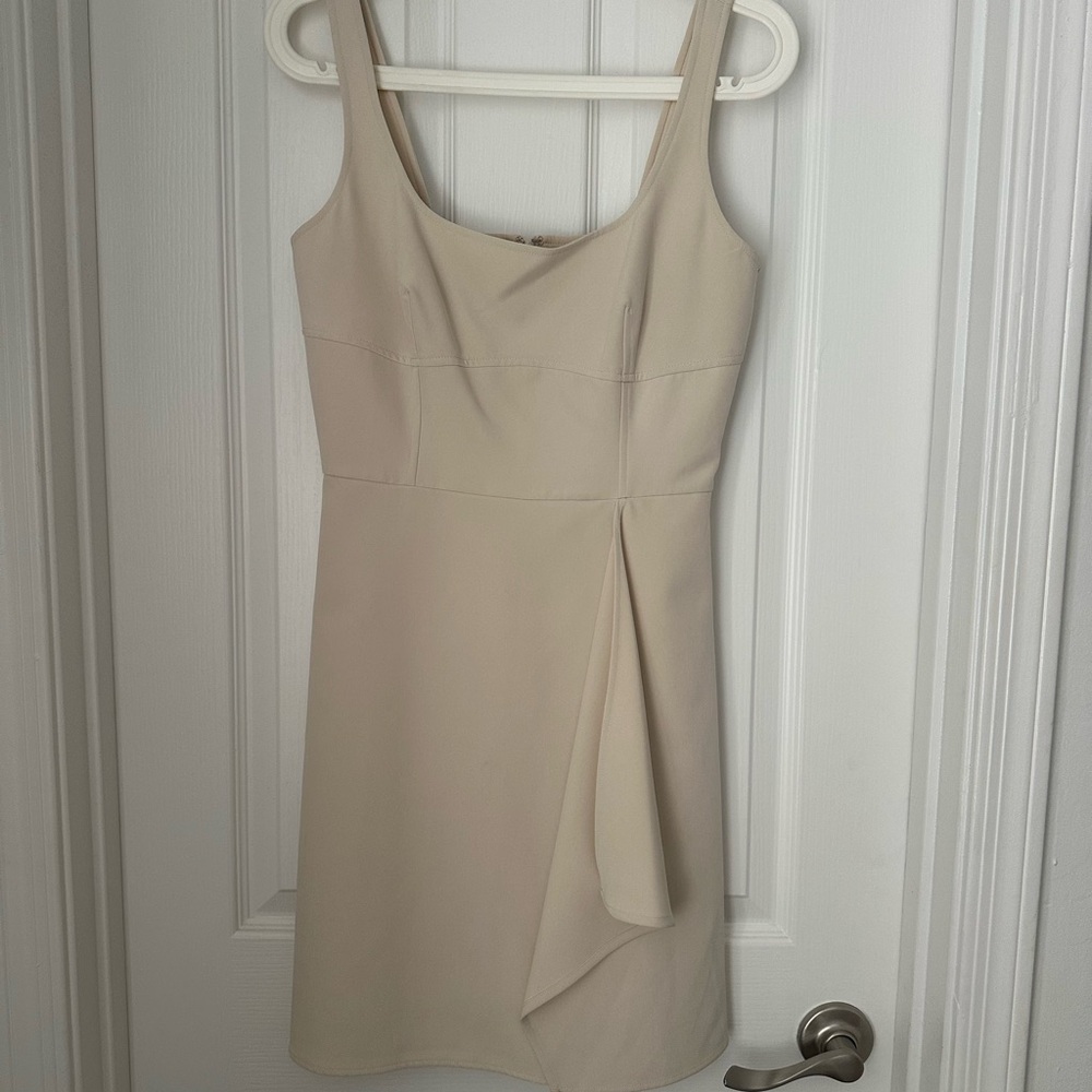 Gianni Bini Cream Asymmetrical Sheath Mini Dress